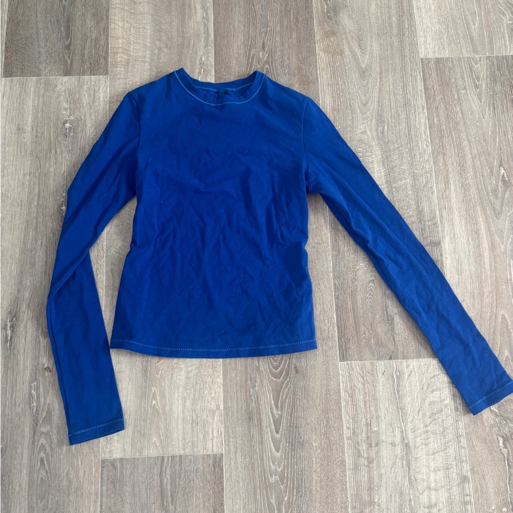 Skims cotton jersey long sleeve cobalt